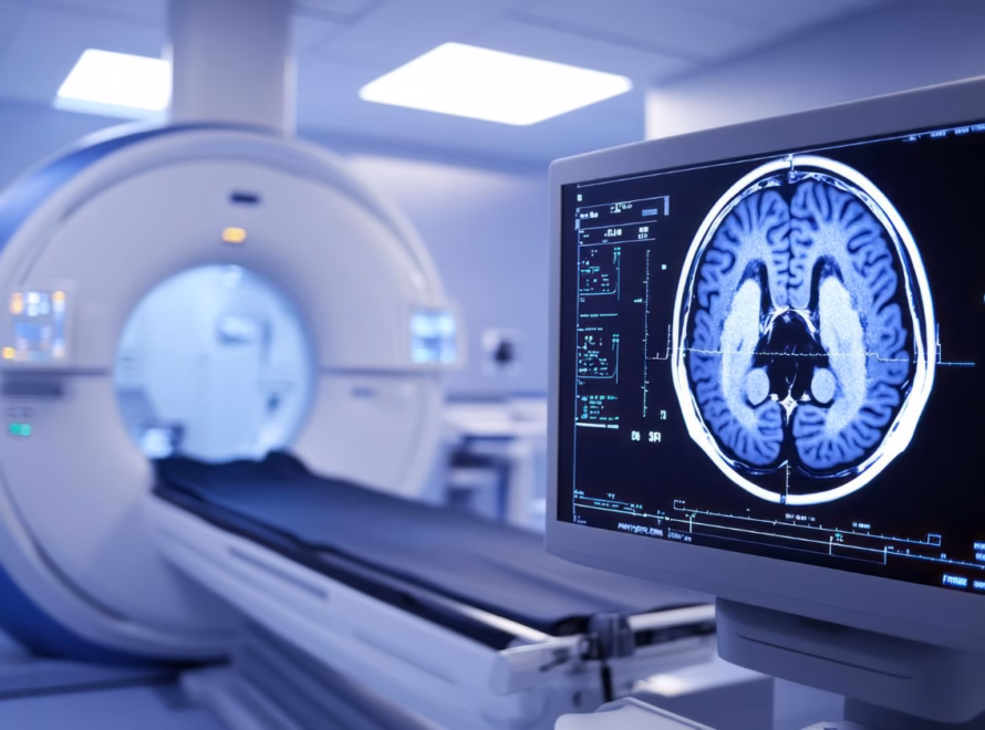 Neck CT scan room in modern diagnostic center