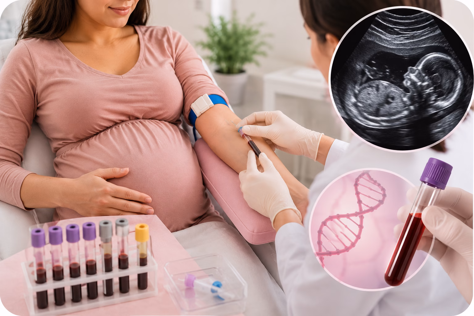 Pregnant woman undergoing a Double Marker Test