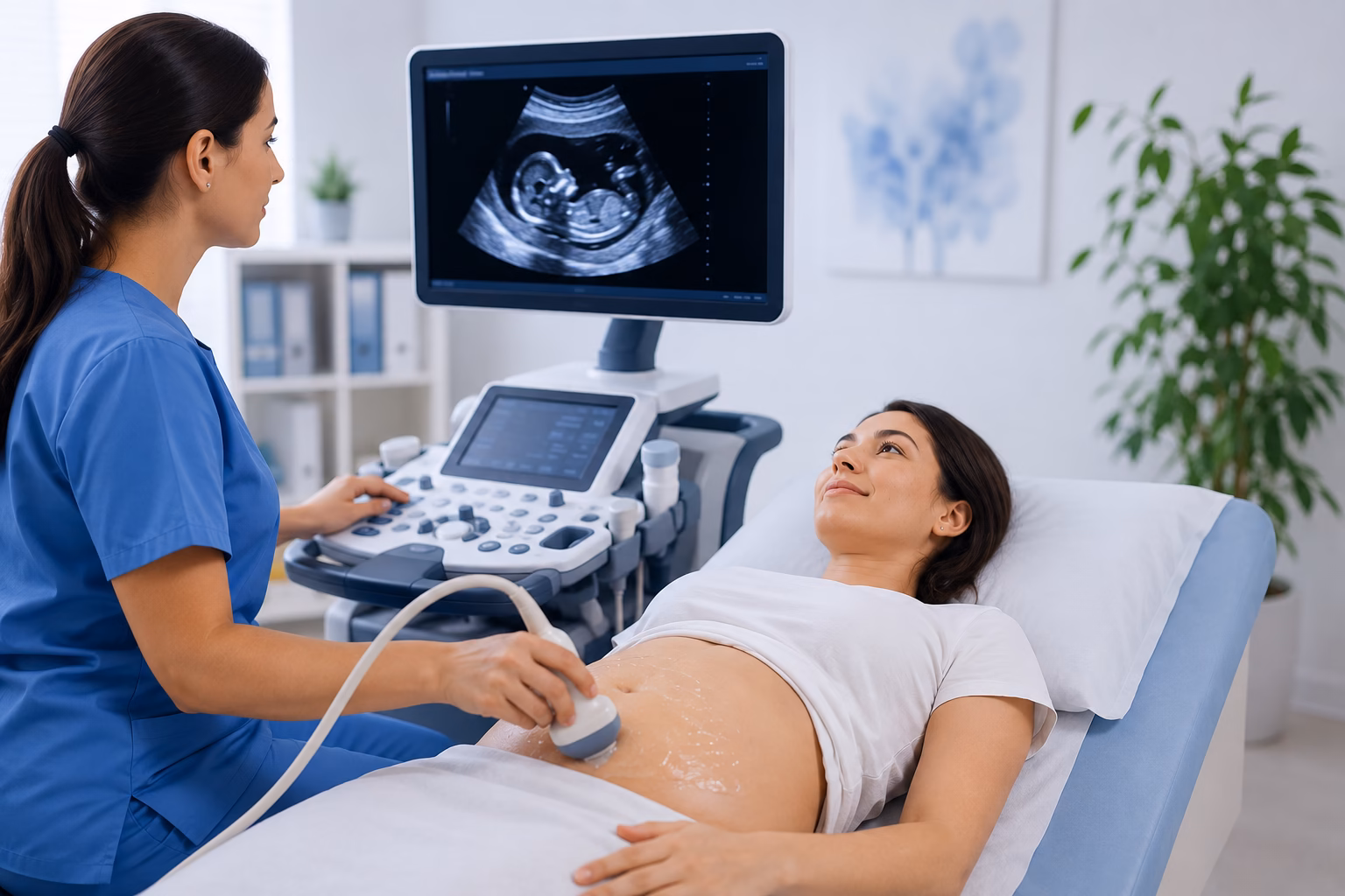 Pregnancy ultrasound scan to monitor fetal development